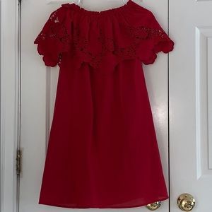 Red off the shoulder lace dress